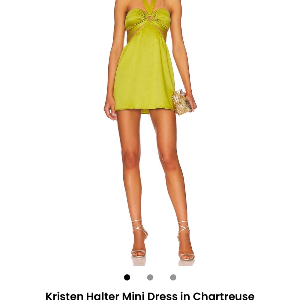 Elegant Halter Mini Dress in Lime Green